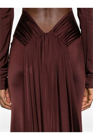 Gather Detail And Open Back Gown DAVID KOMA | PF25DK07DLBURGUNDY